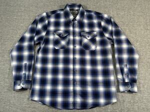 Dixxon Dogtown Flannel Shirt Mens Large Blue White Plaid Skateboard Button-Down